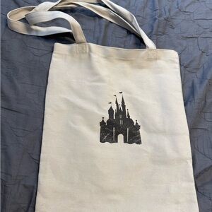 Canvas Tote Bag with Castle Print